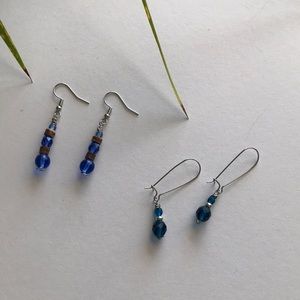 Two pack Blue stainless steel dangle earrings